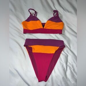 Beach Riot Alexis color block Bikini set M/L high waisted